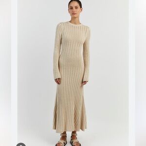NWT DISSH STEVIE NATURAL LONG SLEEVE MAXI DRESS